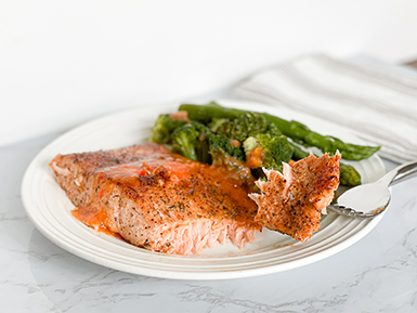 Baked Cajun Salmon with Asparagus & Broccoli and a Cream Sauce